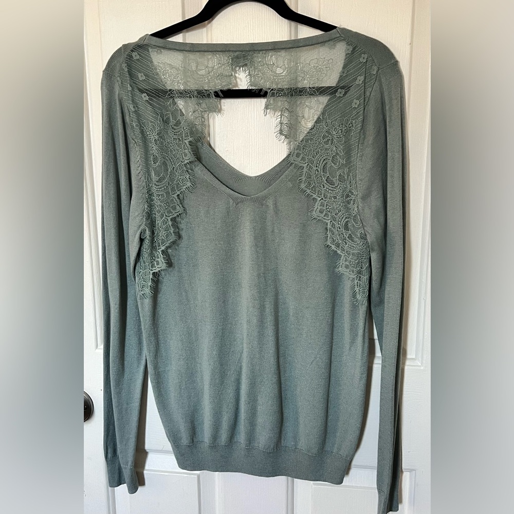 Maurice’s Lightweight Lace Back V-Neck Sweater